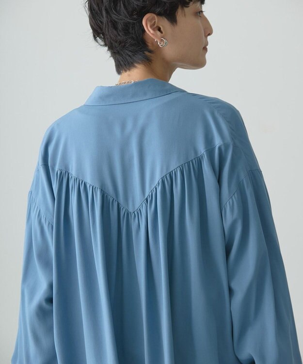 AMERICAN HOLIC バックＶギャザーブラウス Blue