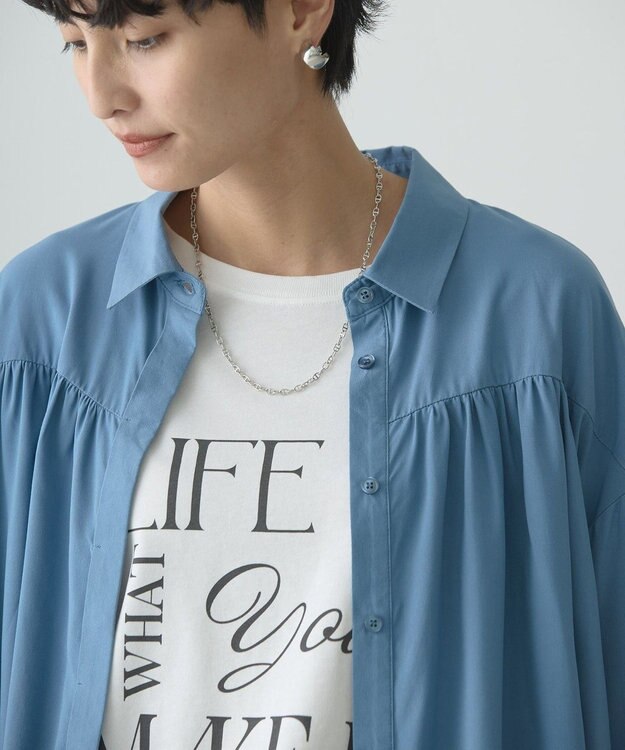 AMERICAN HOLIC バックＶギャザーブラウス Blue