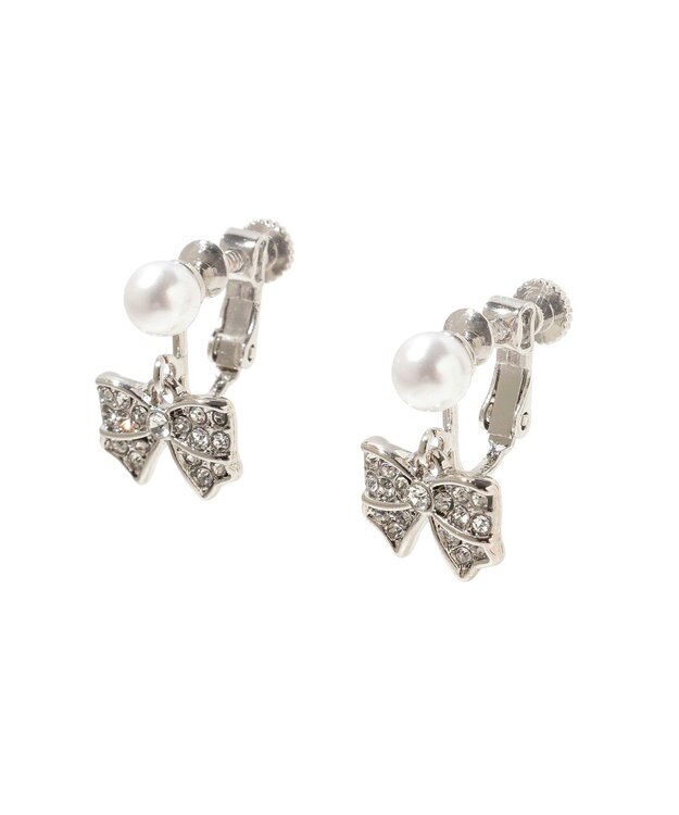 Maison de FLEUR リボンビジューイヤリング Silver