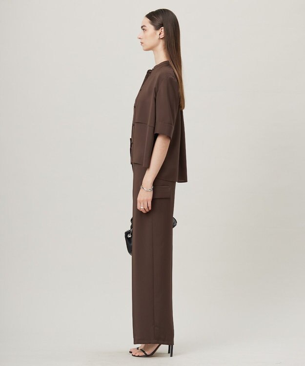 ICB 【接触冷感・UVケア・吸水速乾・防シワ・洗える】 ドレープツイル カーゴパンツ チョコレート系