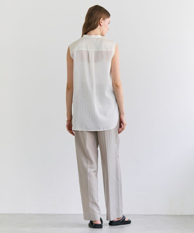 BEIGE， GOSHE / サテン切替 シアースタンドブラウス Ecru