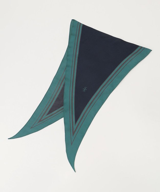 自由区 ロゴダイヤ スカーフ ネイビー×ミントグリーン
