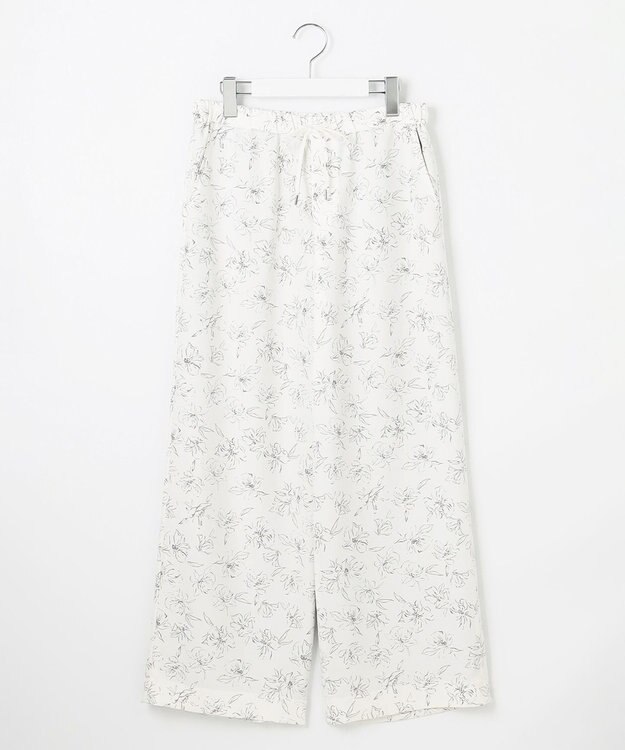 J.PRESS LADIES L 【洗える】ラインフラワープリント ワイドパンツ オフベース系