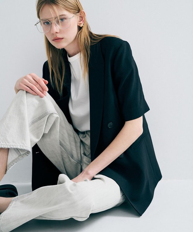 uncrave ウォッシャブルドライサップ ハーフスリーブジャケット ブラック(WEB限定カラー)