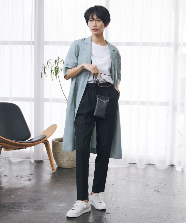 ICB 【洗える】 Unleash  半袖ロングジャケット ジェイドグレー系