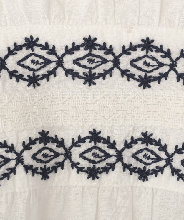 YECCA VECCA バック刺繍バンドカラーシャツ Off White