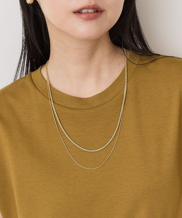 AMERICAN HOLIC 【ステンレス】モールライクチェーン２連ネックレス Gold