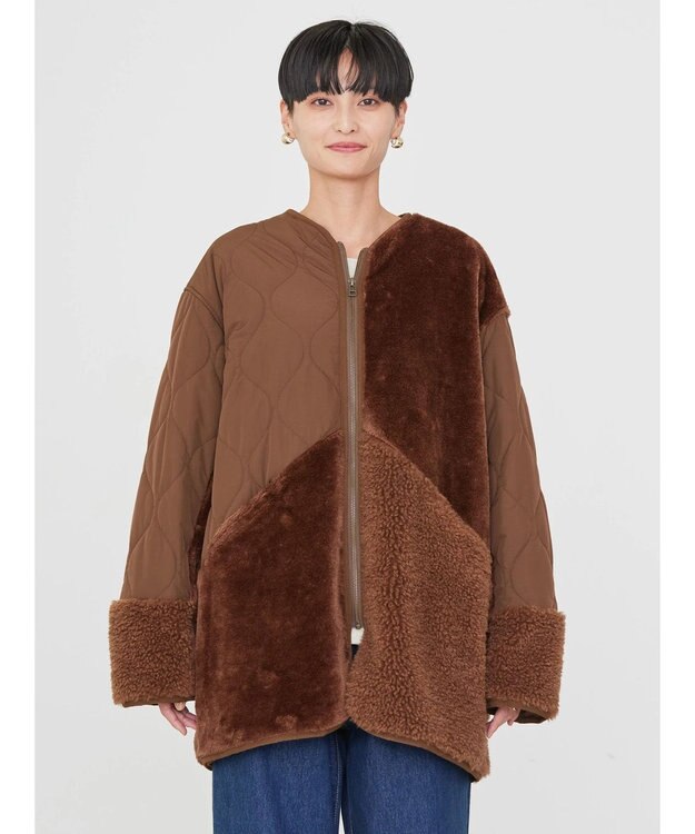 AMERICAN HOLIC キルポカボアＭｉｘキルティングコート Brown