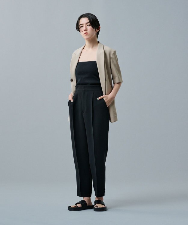 uncrave ウォッシャブル ダブルクロス パンツ ブラック