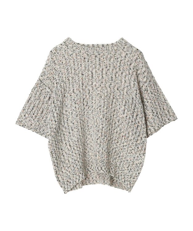 AMERICAN HOLIC カラーネップ透かし編みニットプルオーバー Black