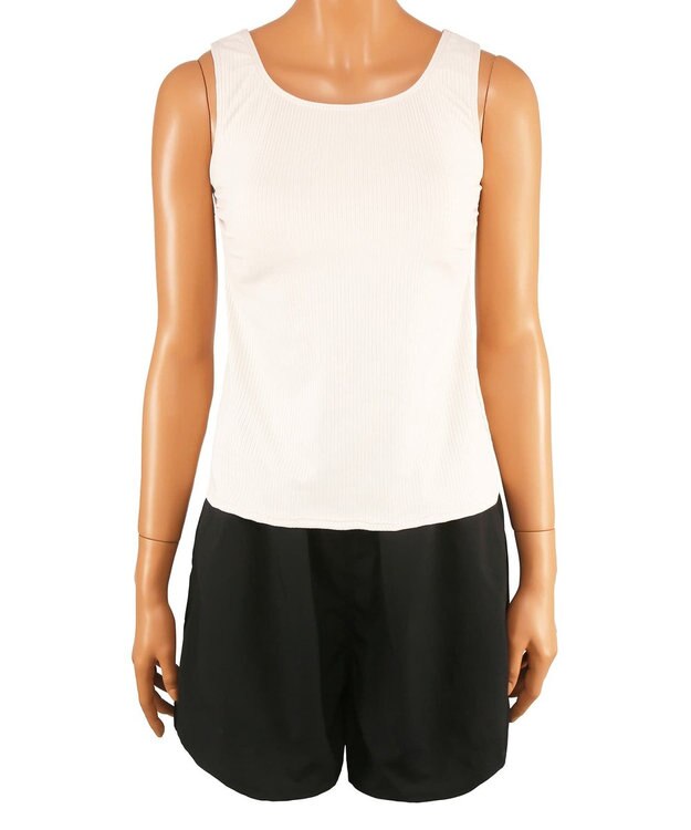 San-ai Resort（三愛水着楽園） WEB限定【紫外線カット(UPF50＋)】リブ素材ラッシュガード付 4点セット水着 オフホワイト