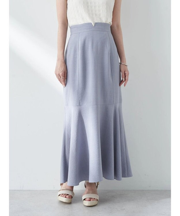 earth music&ecology リネンライクマーメイドスカート Grayish Blue