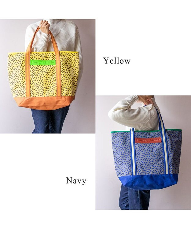 tsumori chisato CARRY コットンポルカドット トートバッグ ネイビー