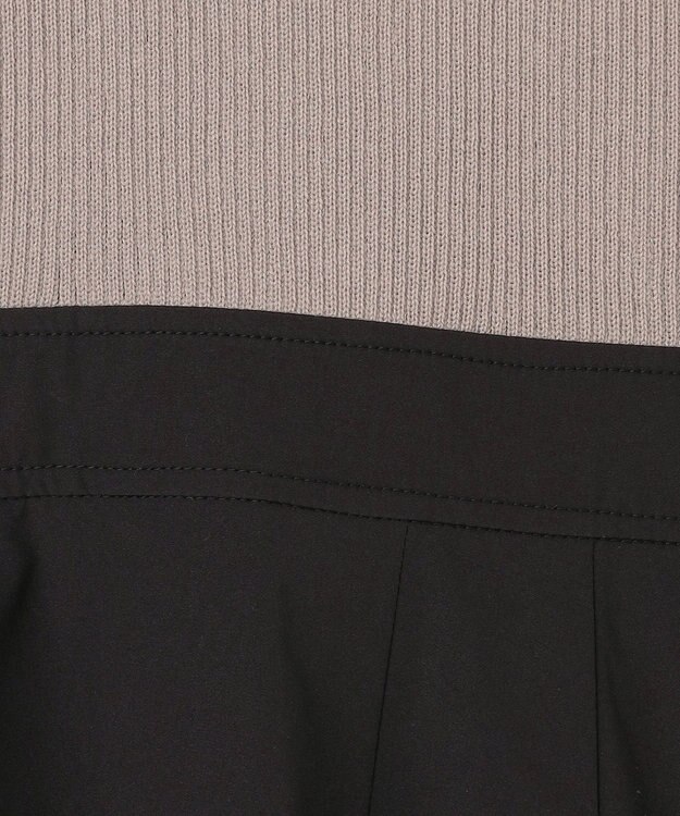 Feroux 襟付きドッキング ワンピース グレージュ×ブラック系