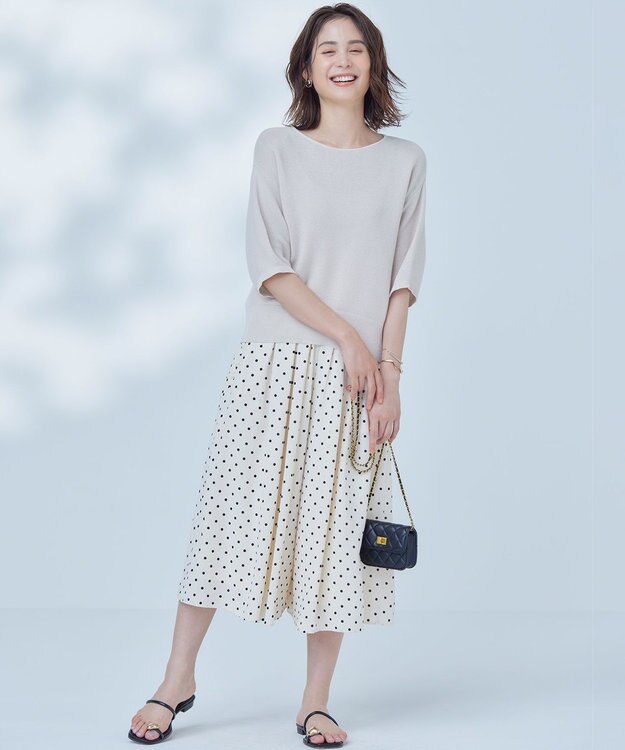 組曲 L 【WEB限定】ドットプリントデシン フリルパンツ エクリュ×ブラック系5