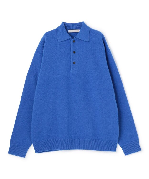 UNFILO MENS 【洗える】ウールカシミヤニット ポロ ブルー
