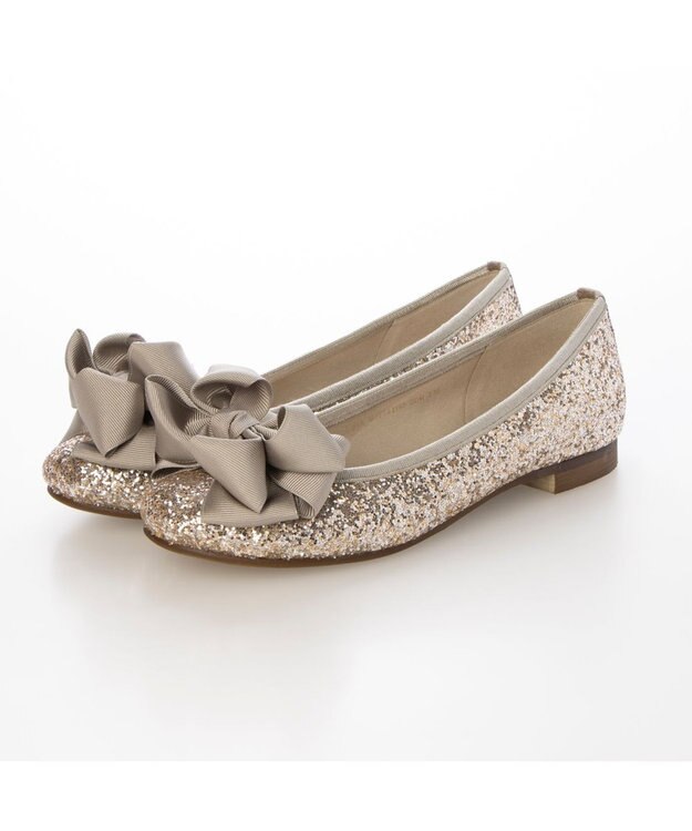MODE ET JACOMO <MODE ET JACOMO>ラウンドリボンバレエシューズ ゴールドメタリック
