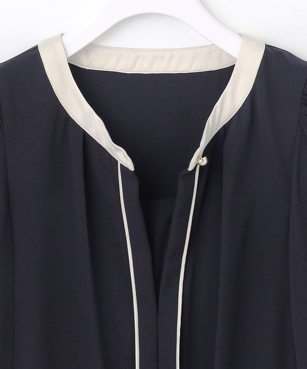 ANY SIS 【2WAY】バイカラーラッフル ブラウス ネイビー×アイボリー