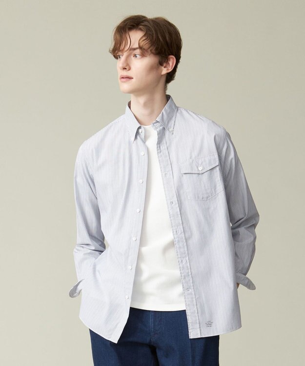 J.PRESS MEN ポプリンマルチストライプ ボタンダウンシャツ