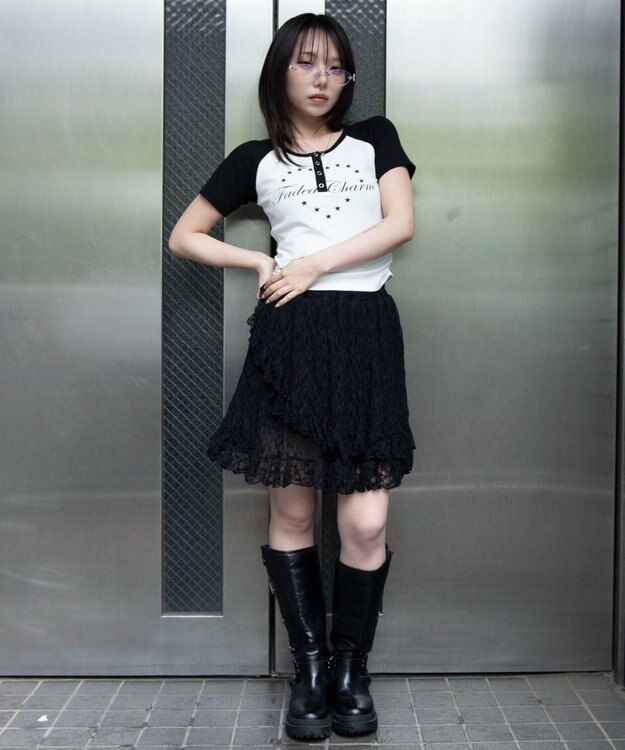 WEGO グラフィックラグランヘンリーネックT 柄5