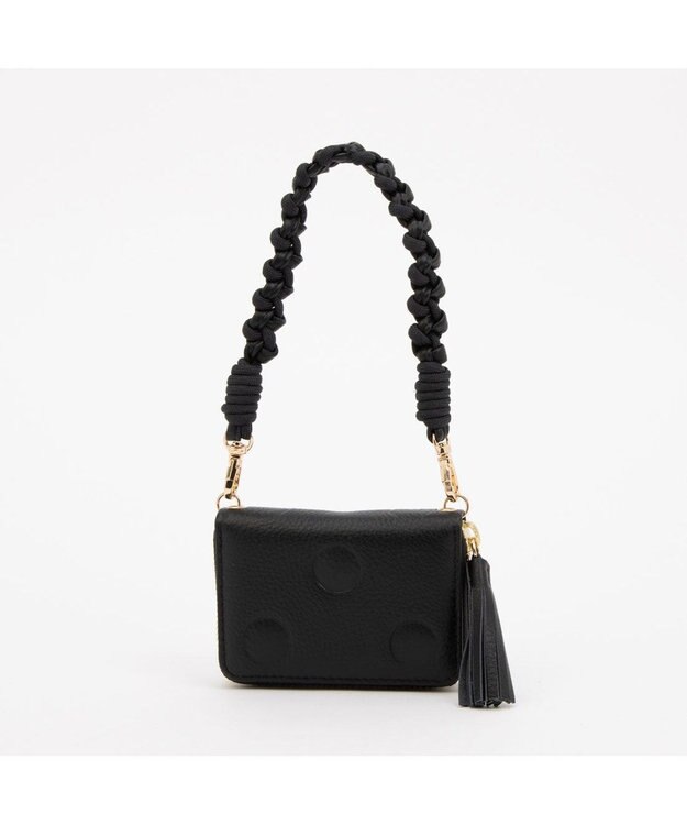 UNBILLION ペルケ perche / ドット型押し・ジャバラチャームウォレットショルダー ブラック