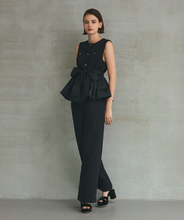 GRACE CONTINENTAL ツイードイージーパンツ ブラック