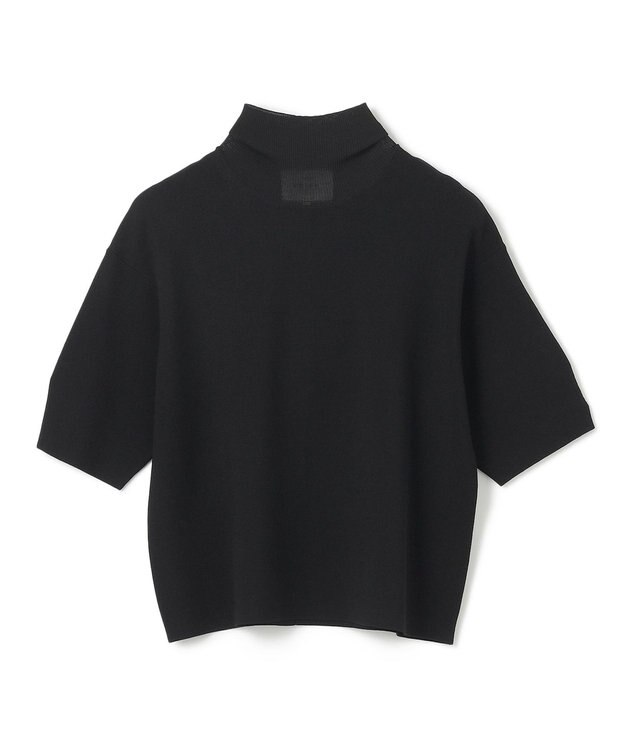 BEIGE， 【洗える】LAURA / 半袖タートルニットトップス Black