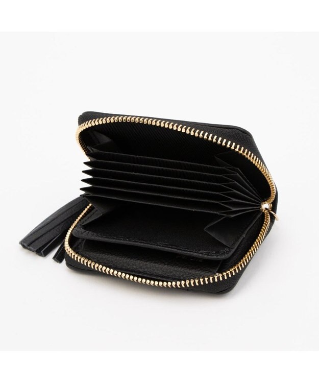 UNBILLION ペルケ perche / ドット型押し・ジャバラチャームウォレットショルダー ブラック