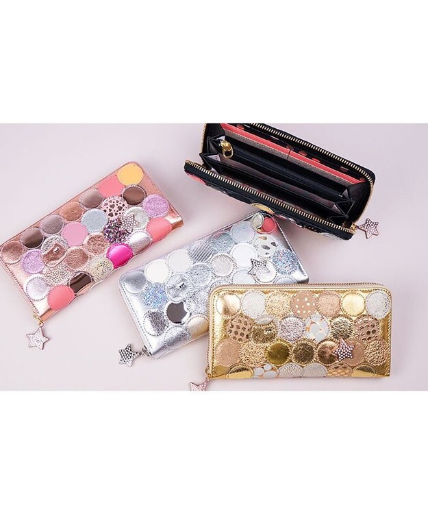 tsumori chisato CARRY 新マルチドット ラウンドファスナー長財布【キラキラでかわいい！本革のやわらかな風合い】 ゴールド