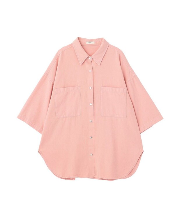 earth music&ecology 5分袖デニムシャツ Pink