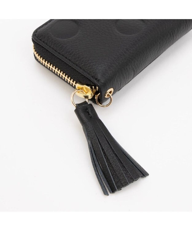 UNBILLION ペルケ perche / ドット型押し・ジャバラチャームウォレットショルダー ブラック