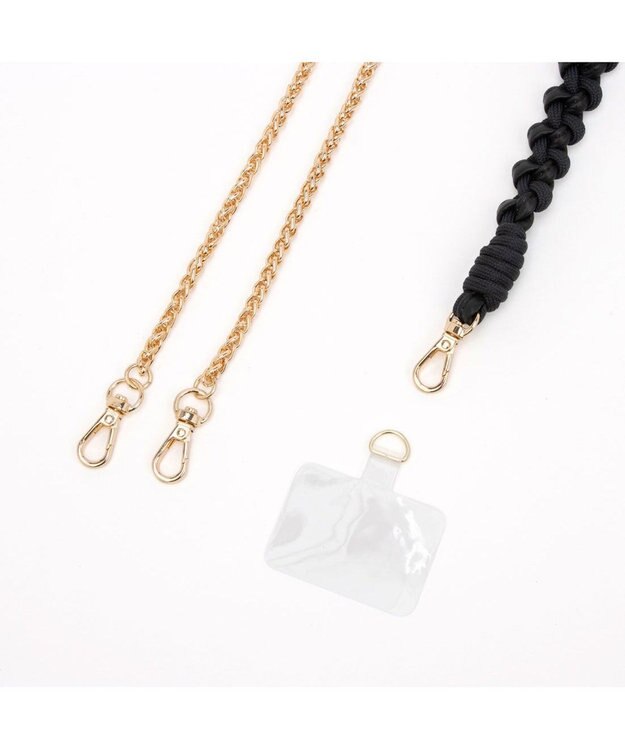 UNBILLION ペルケ perche / ドット型押し・ジャバラチャームウォレットショルダー ブラック