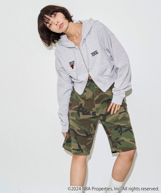 WEGO 別注NBAショートWZIPパーカー 杢グレー