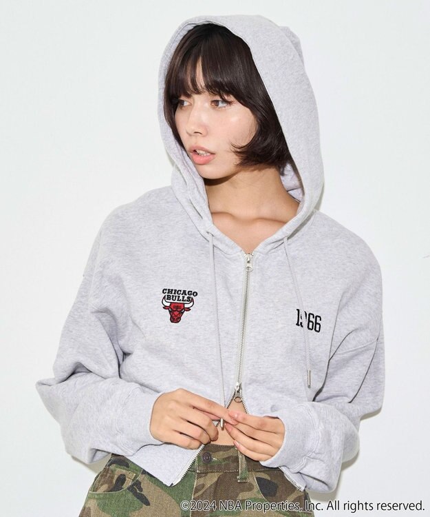 WEGO 別注NBAショートWZIPパーカー 杢グレー