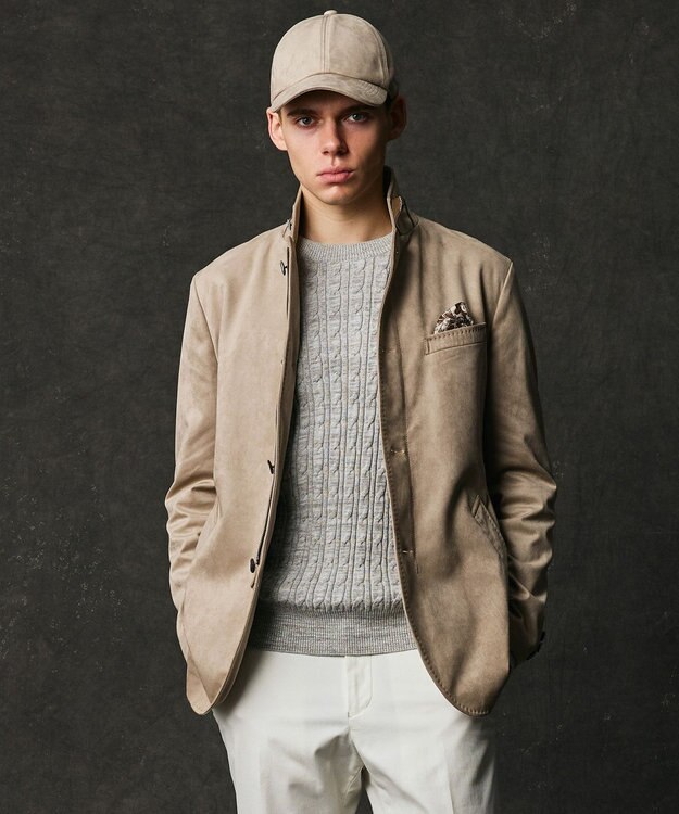 JOSEPH ABBOUD 【キングサイズ・家で洗える/ストレッチ/スウェードタッチ】ウォッシャブルスウェードジャケット ベージュ系