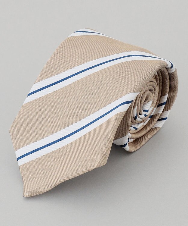 GOTAIRIKU 【日本製】シルク ネクタイ_ストライプ ベージュ系1