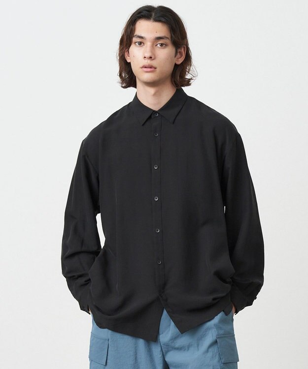 ATON KYOTO TSURIZOME SILK | オーバーサイズシャツ - UNISEX BLACK