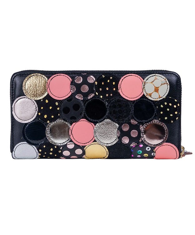 tsumori chisato CARRY 新マルチドット ラウンドファスナー長財布【キラキラでかわいい！本革のやわらかな風合い】 ブラックⅡ