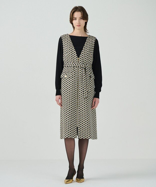 GRACE CONTINENTAL キカジャガードラメドレス ゴールド