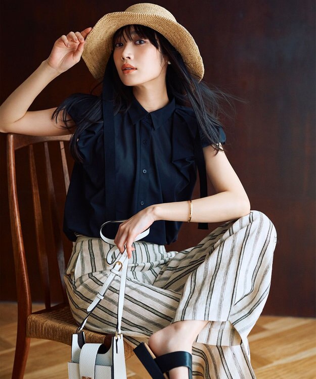 uncrave 【新色追加・洗濯機洗い可】シアー タックスリーブブラウス（uncrave STANDARD） ブラック