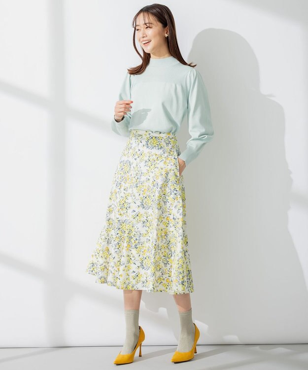 組曲 【洗える】Elenaパフスリーブ ニット グリーン系