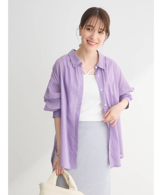 Green Parks インド綿 ボイルゆったりシャツ Purple