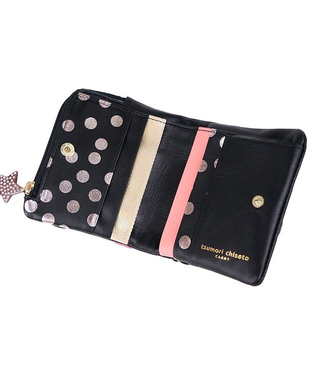tsumori chisato CARRY 新マルチドット 折り財布 2つ折り ミニ財布【キラキラでかわいい！本革のやわらかな風合い】 ブラックⅡ