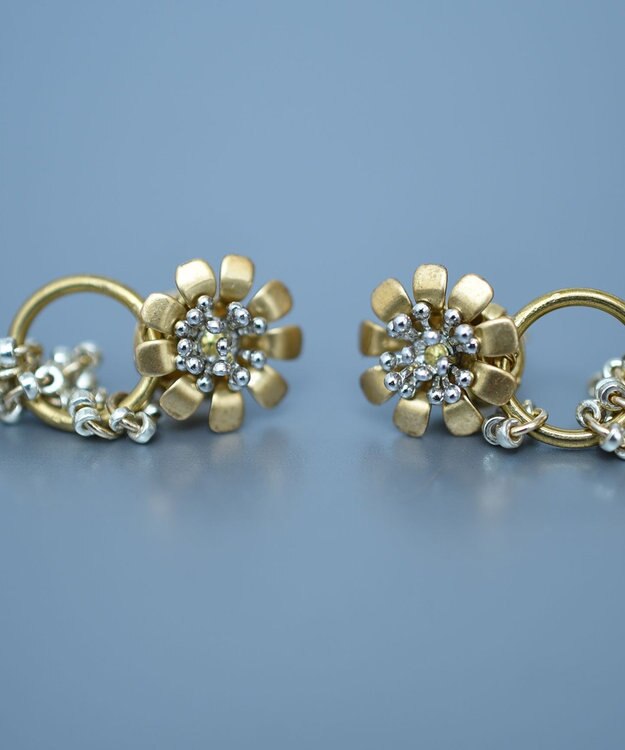 monshiro マーガレットイヤリング ゴールド×グレー