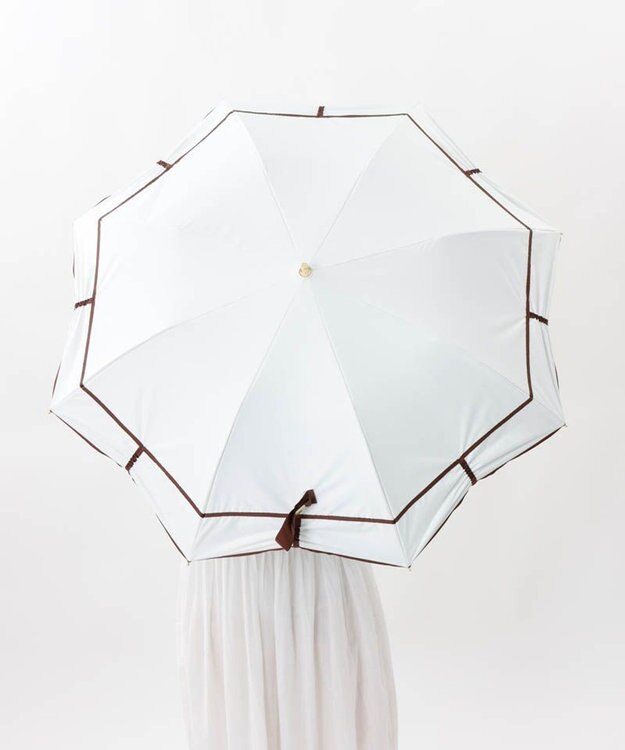 AURORA 【 Beaurance （ビューランス）】シャーリング加工晴雨兼用パラソル傘（折りたたみ傘） ホワイト