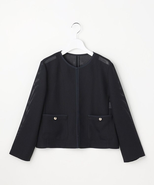 ANY SIS S シアーメッシュ ノーカラージャケット ネイビー