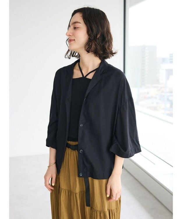 CRAFT STANDARD BOUTIQUE レーヨンワイドシャツ Black