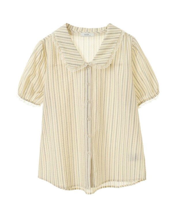 earth music&ecology ミニパフショートスリーブブラウス Black