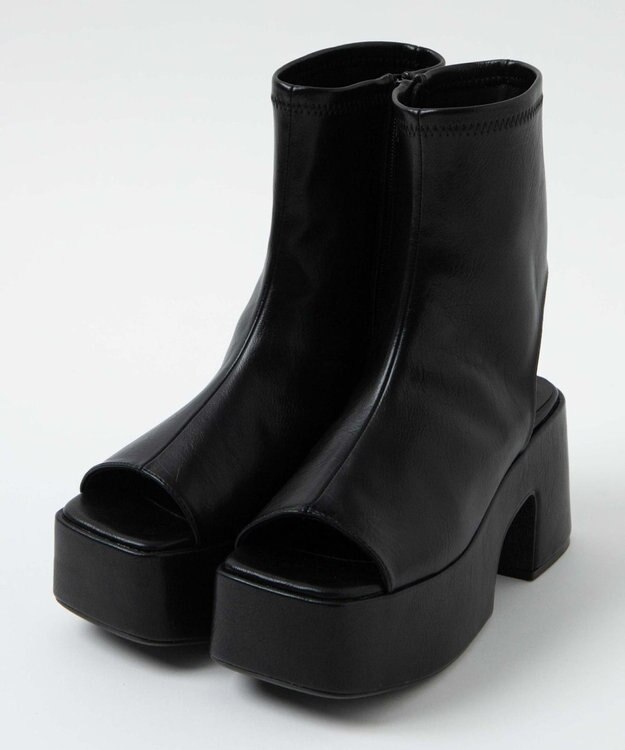 WEGO バルキーヒールブーツサンダル ブラック