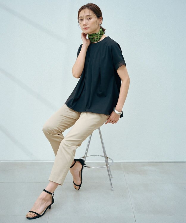 J.PRESS LADIES 【WEB限定・洗える】シャンブレーサテン テーパード パンツ 【WEB限定】ベージュ系